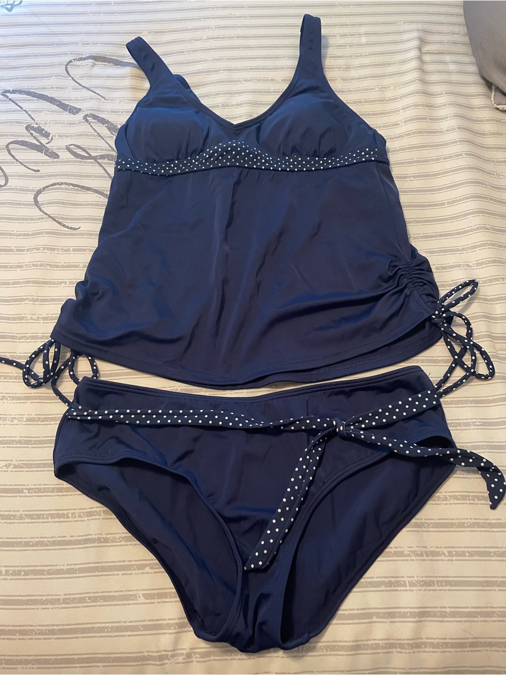 VENUS Navy Polka Dot Two-Piece Tankini Swim Set